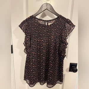LOFT navy short sleeve ladybug top NWT
